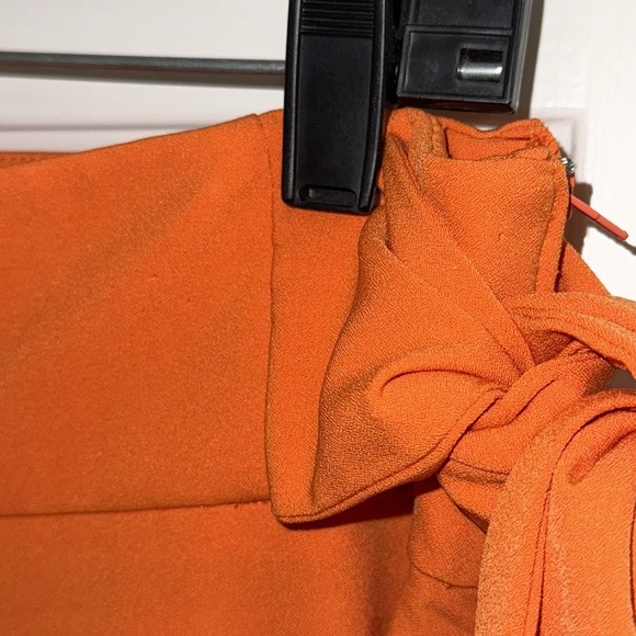 NY&CO 7th Avenue Orange High Waist Wide Leg Trousers w/ Stylish Side Tie Size M - Picture 9 of 11